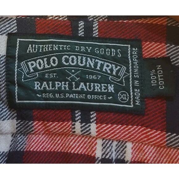 RALPH LAUREN POLO COUNTRY RED BUTTON DOWN PLAID FLANNEL SHIRT - XL - Picture 3 of 7
